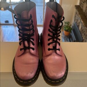Dr. Martens Boots Womens Air Walk Leather Metallic Pink size 7